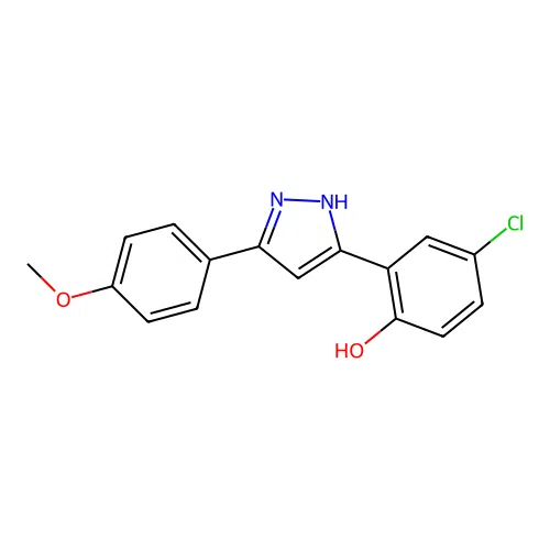 4-chloro-2-[5-(4-methoxyphenyl)-1H-pyrazol-3-yl]phenol structure