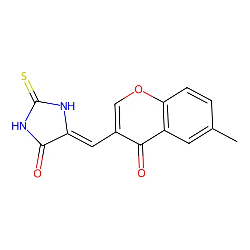 (Z)-5-((6-methyl-4-oxo-4H-chromen-3-yl)methylene)-2-thioxoimidazolidin-4-one structure