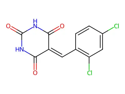 5-(2,4-dichlorobenzylidene)pyrimidine-2,4,6(1H,3H,5H)-trione structure