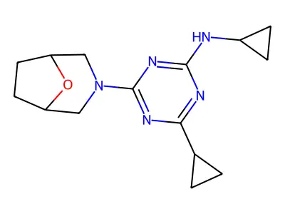 1,3,5-Triazin-2-amine, N,4-dicyclopropyl-6-(8-oxa-3-azabicyclo(3.2.1)oct-3-yl)- structure