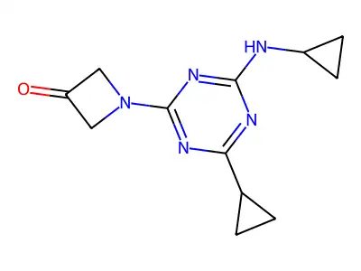 3-Azetidinone, 1-(4-cyclopropyl-6-(cyclopropylamino)-1,3,5-triazin-2-yl)- structure
