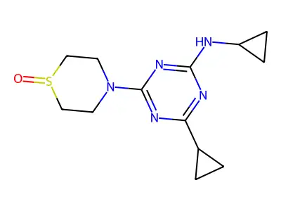 1,3,5-Triazin-2-amine, N,4-dicyclopropyl-6-(4-thiomorpholinyl)-, S-oxide structure