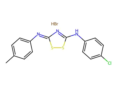 3H-1,2,4-Dithiazol-5-amine, N-(4-chlorophenyl)-3-((4-methylphenyl)imino)-, monohydrobromide structure