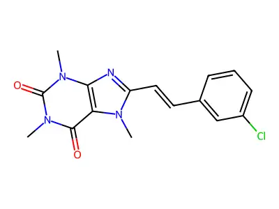 8-[2-(3-Chlorophenyl)ethen-1-yl]-1,3,7-trimethyl-3,7-dihydro-1H-purine-2,6-dione structure