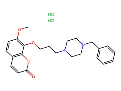 8-(3-(4-Benzyl-1-piperazinyl)propoxy)-7-methoxycoumarin dihydrochloride structure