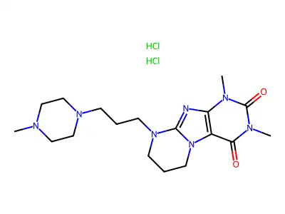 Pyrimido(2,1-f)purine-2,4(1H,3H)-dione, 6,7,8,9-tetrahydro-1,3-dimethyl-9-(3-(4-methyl-1-piperazinyl)propyl)-, dihydrochloride structure