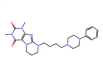 Pyrimido(2,1-f)purine-2,4(1H,3H)-dione, 6,7,8,9-tetrahydro-1,3-dimethyl-9-(4-(4-phenyl-1-piperazinyl)butyl)- structure