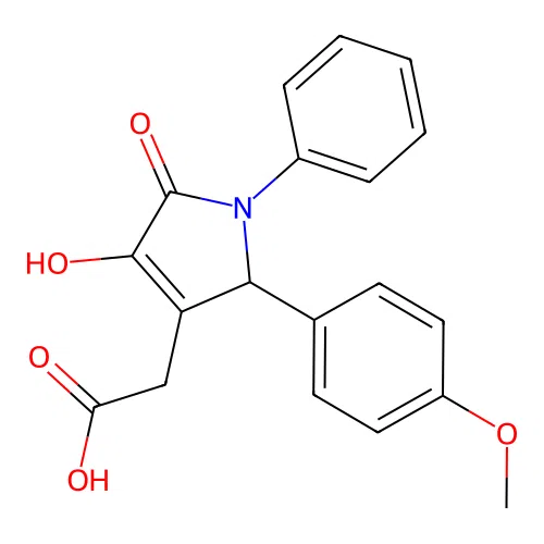 [4-hydroxy-2-(4-methoxyphenyl)-5-oxo-1-phenyl-2,5-dihydro-1H-pyrrol-3-yl]acetic acid structure