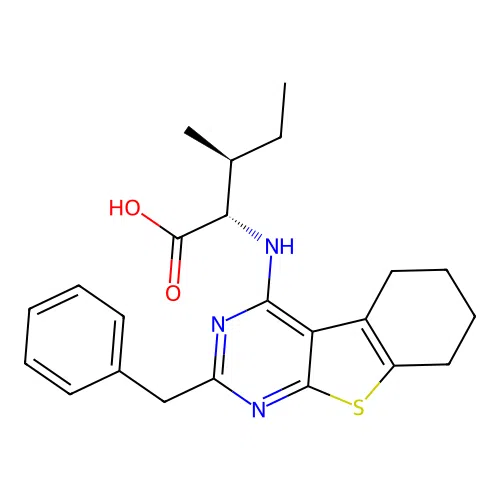 N-(2-benzyl-5,6,7,8-tetrahydro[1]benzothieno[2,3-d]pyrimidin-4-yl)-L-isoleucine structure