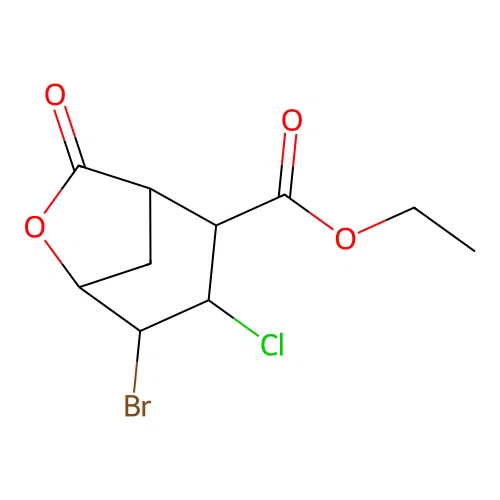 Ethyl 4-bromo-3-chloro-7-oxo-6-oxabicyclo[3.2.1]octane-2-carboxylate structure