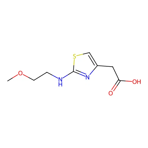 2-{2-[(2-Methoxyethyl)amino]-1,3-thiazol-4-yl}acetic acid structure