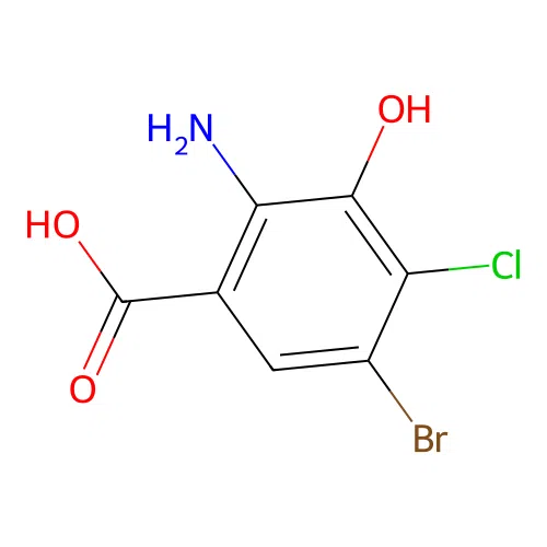 Benzoic acid, 2-amino-5-bromo-4-chloro-3-hydroxy- structure
