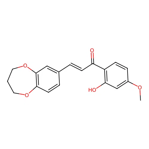 (E)-3-(3,4-dihydro-2H-1,5-benzodioxepin-7-yl)-1-(2-hydroxy-4-methoxyphenyl)prop-2-en-1-one structure