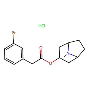 1-alpha-H,5-alpha-H-Tropan-3-alpha-ol, m-bromophenylacetate, hydrochloride structure