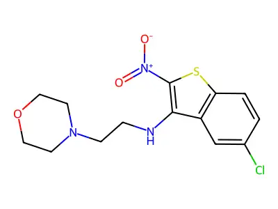 4-Morpholineethanamine, N-(5-chloro-2-nitrobenzo(b)thien-3-yl)- structure