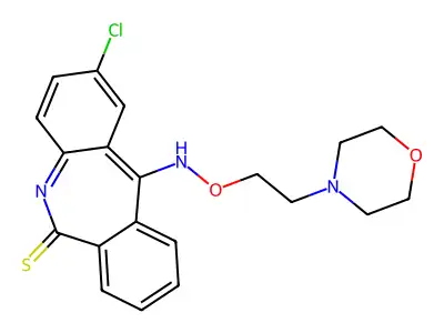 11H-Dibenz(b,e)azepin-11-one, 2-chloro-5,6-dihydro-6-thioxo-, O-(2-(4-morpholinyl)ethyl)oxime, (E)- structure