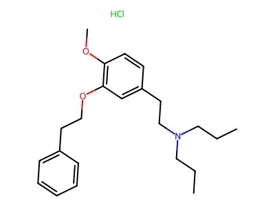 N,N-Dipropyl-2-(4-methoxy-3-(2-phenylethoxy)phenyl)ethylamine monohydrochloride structure