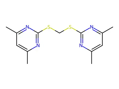 2-({[(4,6-dimethylpyrimidin-2-yl)sulfanyl]methyl}sulfanyl)-4,6-dimethylpyrimidine structure
