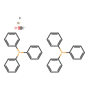 Bromocarbonylbis(triphenylphosphine)iridium structure
