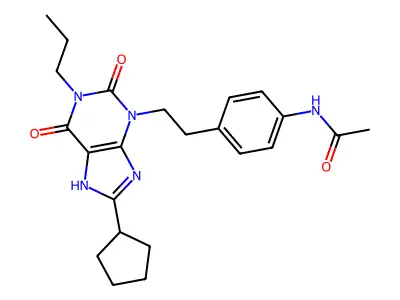 3-(4-Acetylaminophenethyl)-8-cyclopentyl 1-propylxanthine structure