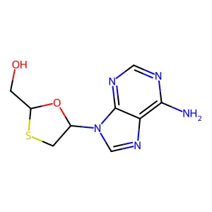 1,3-Oxathiolane-2-methanol, 5-(6-amino-9H-purin-9-yl)-, (2S-cis)- structure