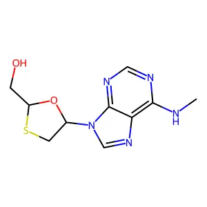 1,3-Oxathiolane-2-methanol, 5-(6-(methylamino)-9H-purin-9-yl)-, (2S-cis)- structure