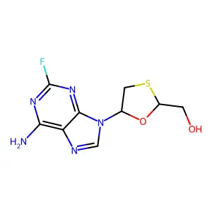 1,3-Oxathiolane-2-methanol, 5-(6-amino-2-fluoro-9H-purin-9-yl)-, (2S-cis)- structure