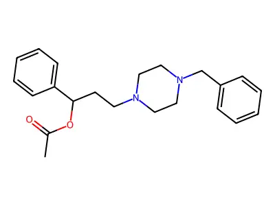 1-Piperazinepropanol, alpha-phenyl-4-(phenylmethyl)-, acetate (ester) structure