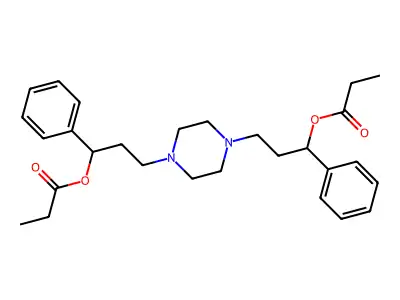 1,4-Piperazinedipropanol, alpha,alpha'-diphenyl-, dipropanoate (ester) structure