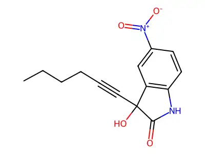 3-(1-Hexynyl)-3-hydroxy-5-nitro-2-indolinone structure