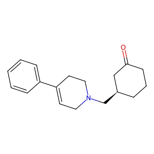 (3R)-3-[(4-phenyl-3,6-dihydro-2H-pyridin-1-yl)methyl]cyclohexan-1-one structure