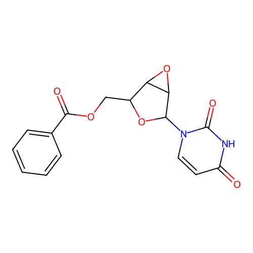 1-(2,3-Anhydro-5-O-benzoylpentofuranosyl)-4-hydroxypyrimidin-2(1H)-one structure
