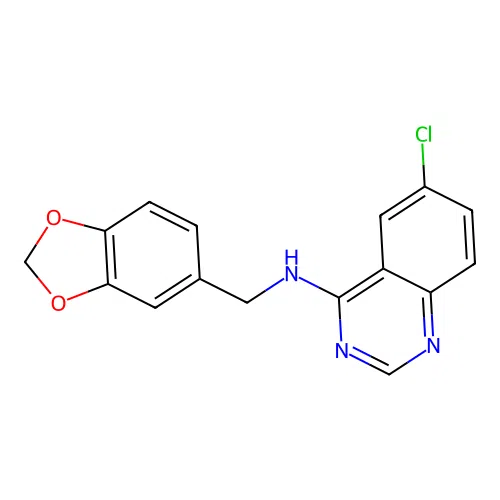 N-(1,3-benzodioxol-5-ylmethyl)-6-chloroquinazolin-4-amine structure
