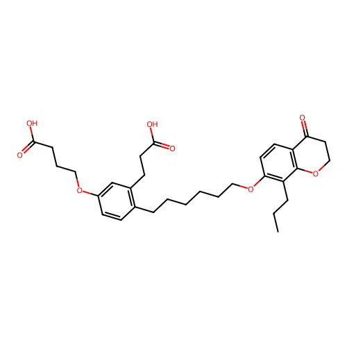 4-(3-(2-Carboxyethyl)-4-(6-((4-oxo-8-propylchroman-7-yl)oxy)hexyl)phenoxy)butanoic acid structure