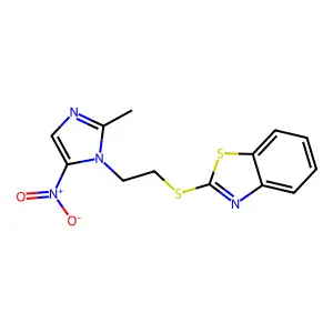 2-((2-(2-methyl-5-nitro-1H-imidazol-1-yl)ethyl)thio)benzo[d]thiazole structure