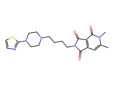 1H-Pyrrolo(3,4-c)pyridine-1,3,4(2H,5H)-trione, 5,6-dimethyl-2-(4-(4-(2-thiazolyl)-1-piperazinyl)butyl)- structure