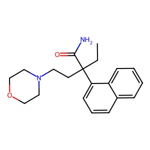2-Ethyl-4-(morpholin-4-yl)-2-(naphthalen-1-yl)butanimidic acid structure