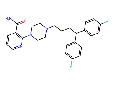 2-(4-(4,4-Bis-(4-fluorophenyl)butyl)-1-piperazinyl)-3-pyridinecarboxamide structure
