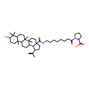 N'-(N-(3beta-Hydroxylup-20(29)-en-28-oyl)-8-aminooctanoyl)-L-proline structure