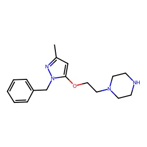 Pyrazole, 1-benzyl-3-methyl-5-(2-(1-piperazinyl)ethoxy)- structure