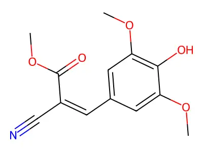 Methyl 2-cyano-3-(4-hydroxy-3,5-dimethoxyphenyl)prop-2-enoate structure