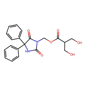 (2,5-dioxo-4,4-diphenylimidazolidin-1-yl)methyl 3-hydroxy-2-(hydroxymethyl)propanoate structure