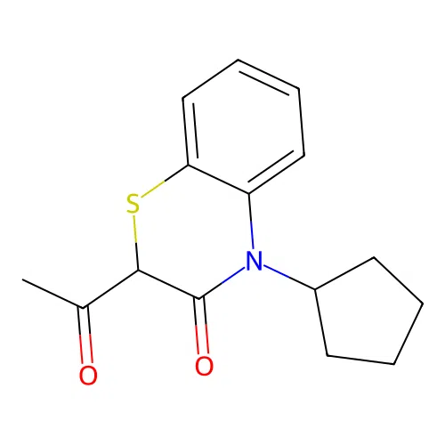 2-Acetyl-4-cyclopentyl-1,4-benzothiazin-3-one structure
