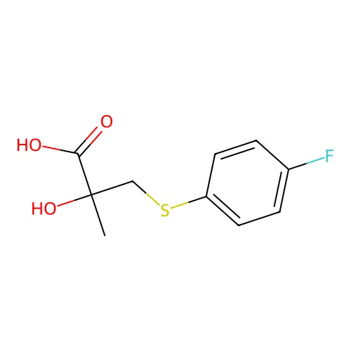 3-[(4-Fluorophenyl)thio]-2-hydroxy-2-methylpropanoic acid structure