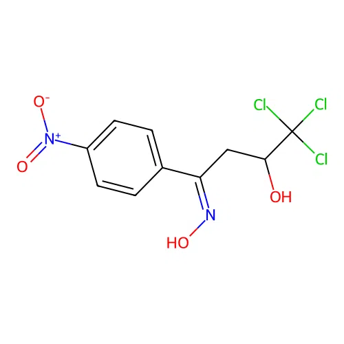 (4Z)-1,1,1-trichloro-4-(hydroxyimino)-4-(4-nitrophenyl)butan-2-ol structure
