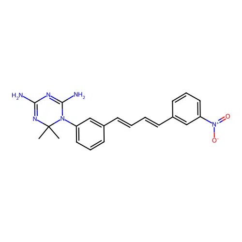 1,3,5-Triazine-2,4-diamine, 1,6-dihydro-6,6-dimethyl-1-(3-(4-(3-nitrophenyl)-1,3-butadienyl)phenyl)- structure