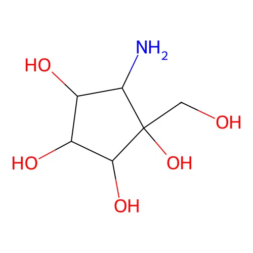 5-Amino-1-hydroxymethyl-cyclopentane-1,2,3,4-tetraol structure