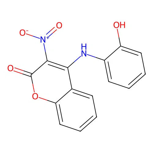 4-((2-hydroxyphenyl)amino)-3-nitro-2H-chromen-2-one structure