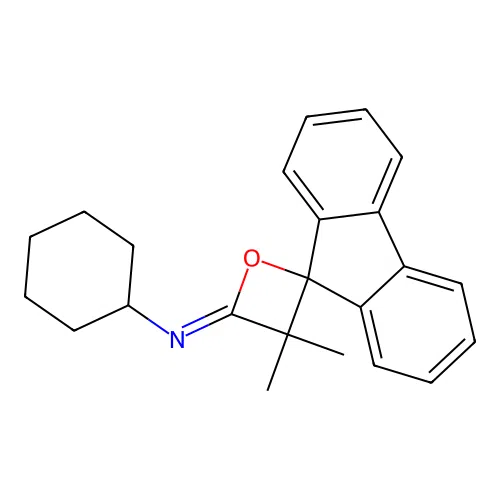 Spiro[fluorene-9,2'-oxetan]-4'-imine, N-cyclohexyl-3',3'-dimethyl- structure