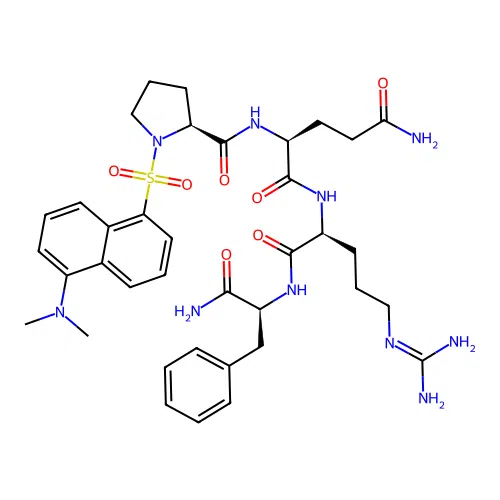 Dansyl-prolyl-glutaminyl-arginyl-phenylalaninamide structure